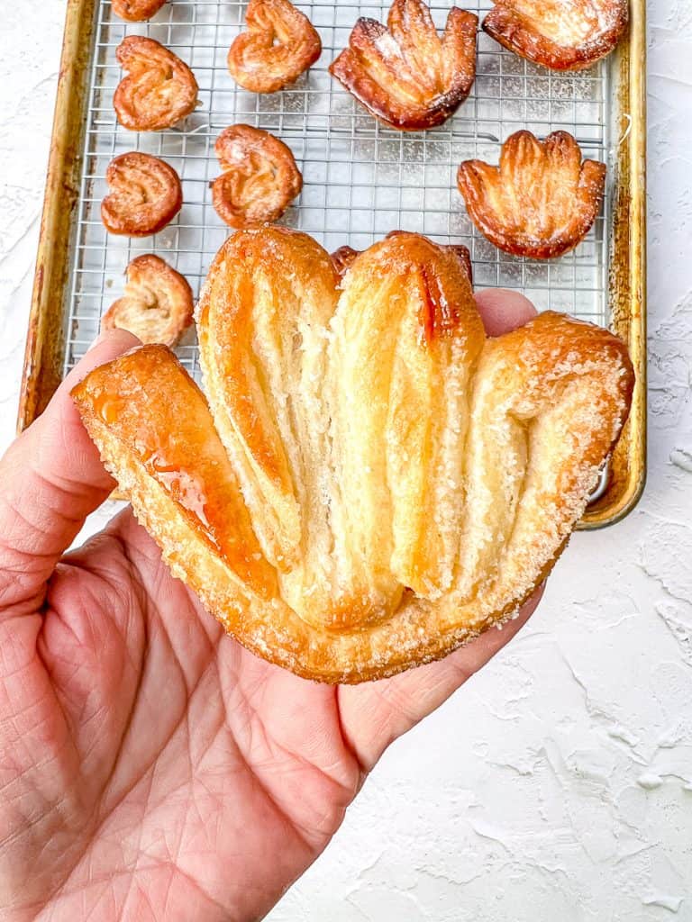 A papillon pastry made with rough puff pastry.